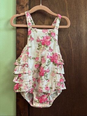 Floral Ruffle Baby One-Piece Bodysuit - Pink Floral